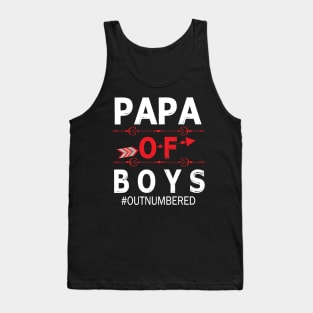 Papa Of Boys Out Numbered Happy Father Parent Summer Vacation July 4th Independence Day Tank Top